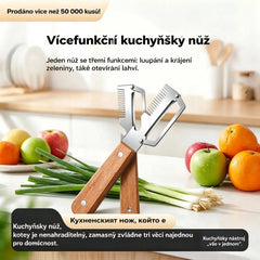 ✅【Kupte 1 a získejte 1 zdarma】2 kusy za 470 Kč 🧅🔪 Víceúčelová kuchyňská škrabka „3 v 1“: škrábe, krájí na plátky a otevírá lahve! 🔥