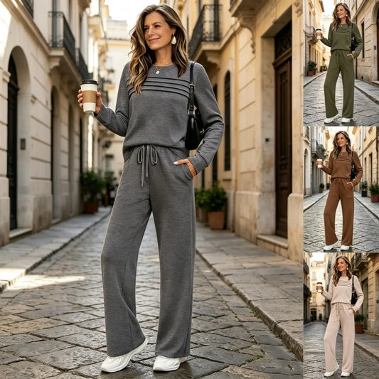 【Velikosti S-5XL】Dámský módní sportovní set, vysokokvalitní bavlněná koszulka s dlouhým rukávem + kalhoty, varianta E ✅ Platba při převzetí