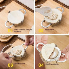 🥟Vykrajovátko na těsto s rukojetí 8,5 cm + forma na knedlíčky 8,5 cm✨Za chvilku vyrobíte ručně tvarované knedlíčky s dokonalým tvarem✨Vyrobeno z nerezové oceli vhodné pro styk s potravinami