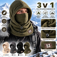 ☃️ Fleecová kukla 3 v 1 s kapucí — teplá, větruodolná a ideální na outdoor, cyklistiku a zimu.