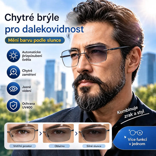 🔥Kupte jeden pár, druhý dostanete zdarma🔥 Chytré fotochromatické brýle na čtení s technologií Smart Zoom