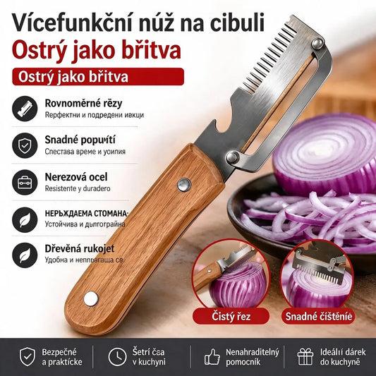 ✅【Kupte 1 a získejte 1 zdarma】2 kusy za 470 Kč 🧅🔪 Víceúčelová kuchyňská škrabka „3 v 1“: škrábe, krájí na plátky a otevírá lahve! 🔥